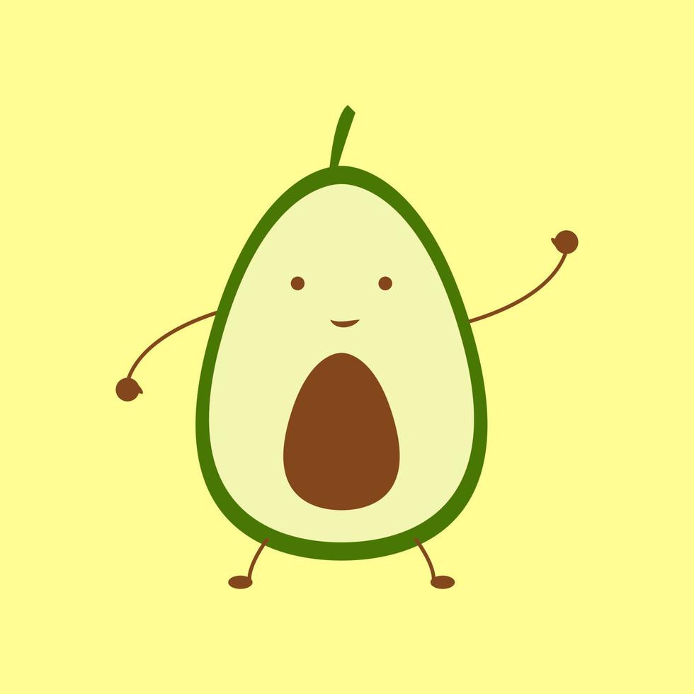 aguacate feliz, ilustración, vector sobre fondo blanco.