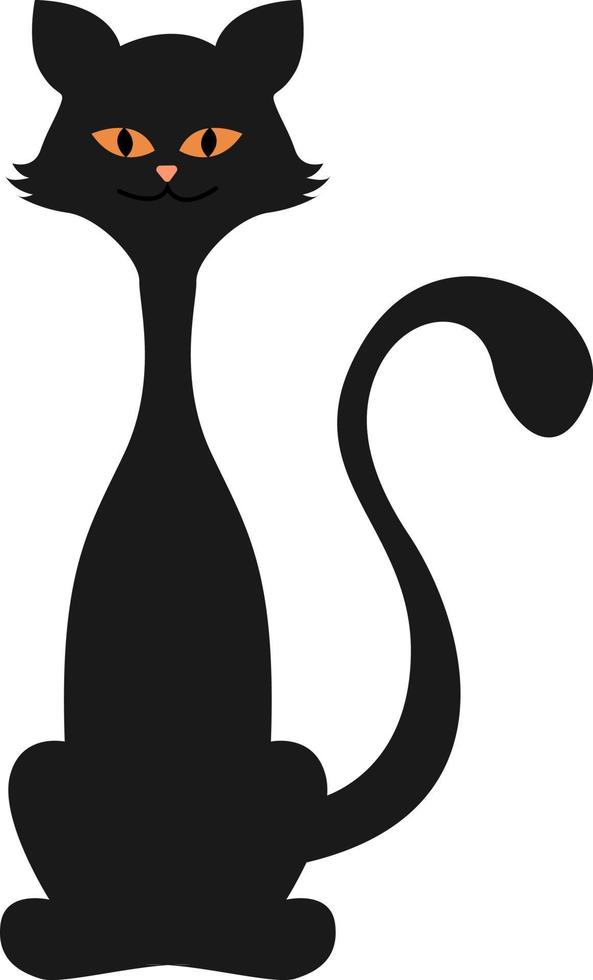 Black cat, illustration, vector on white background.