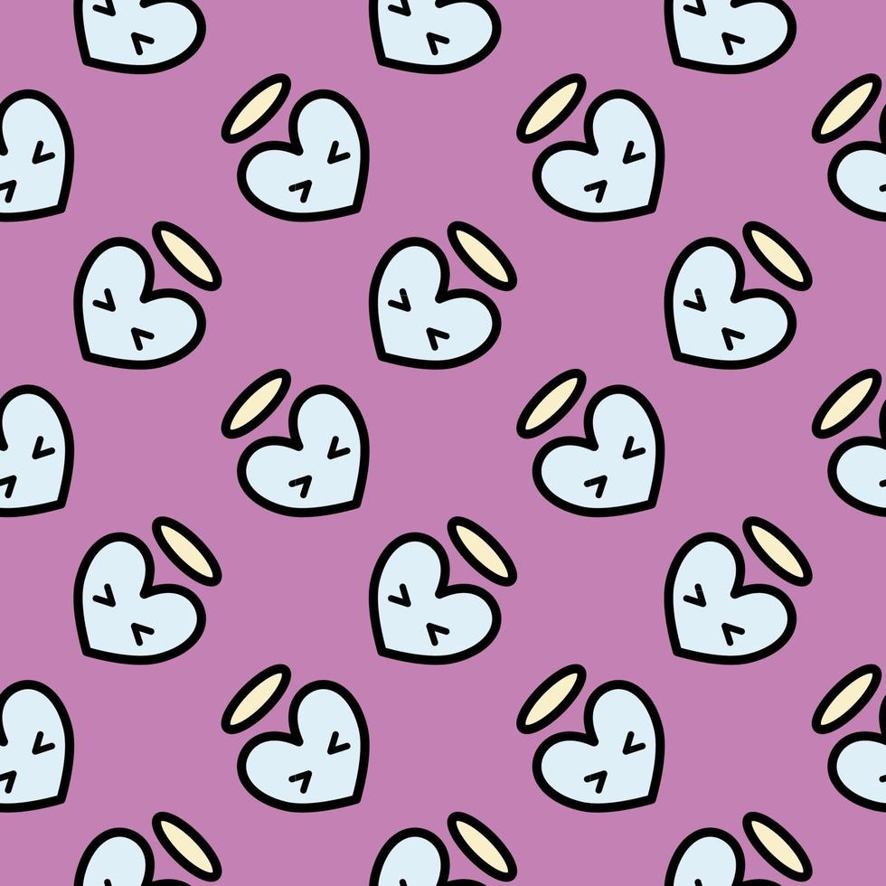 Angel hearts, seamless pattern on pink background. vector