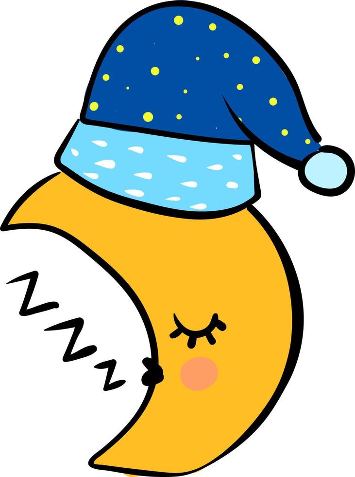 Sleepy moon, illustration, vector on white background.