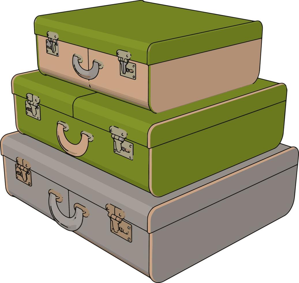 3D stacked suitcases vector