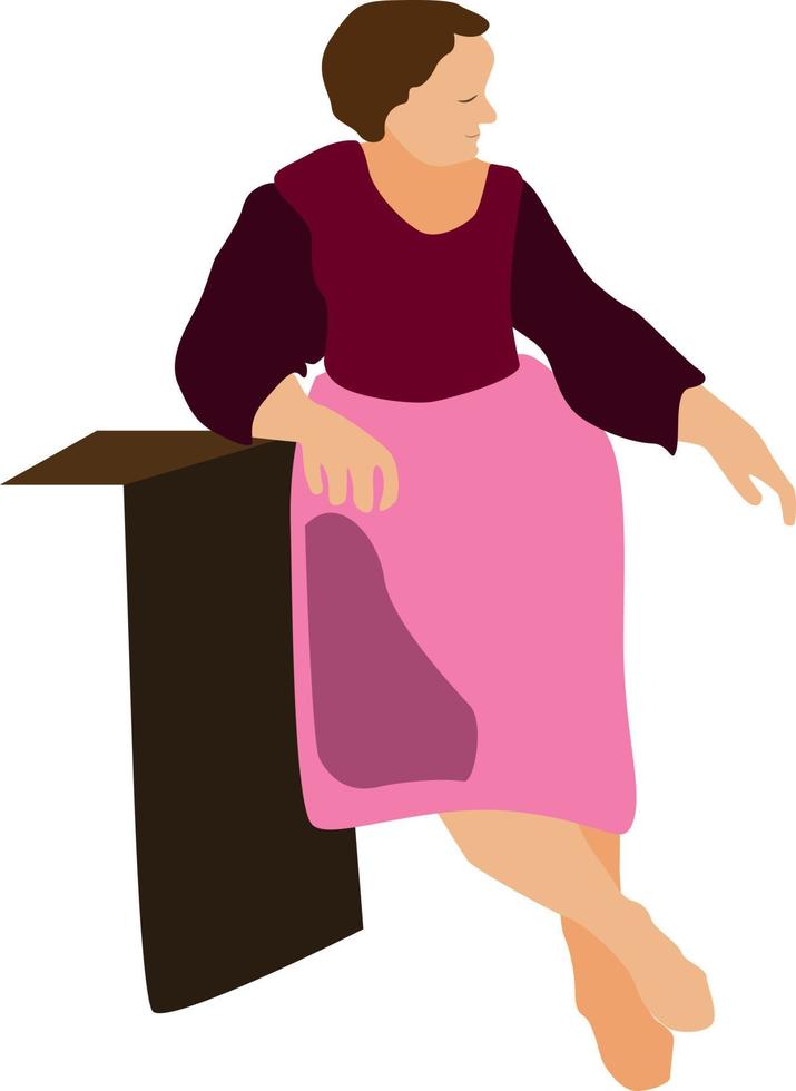 mujer de pie, ilustración, vector sobre fondo blanco.