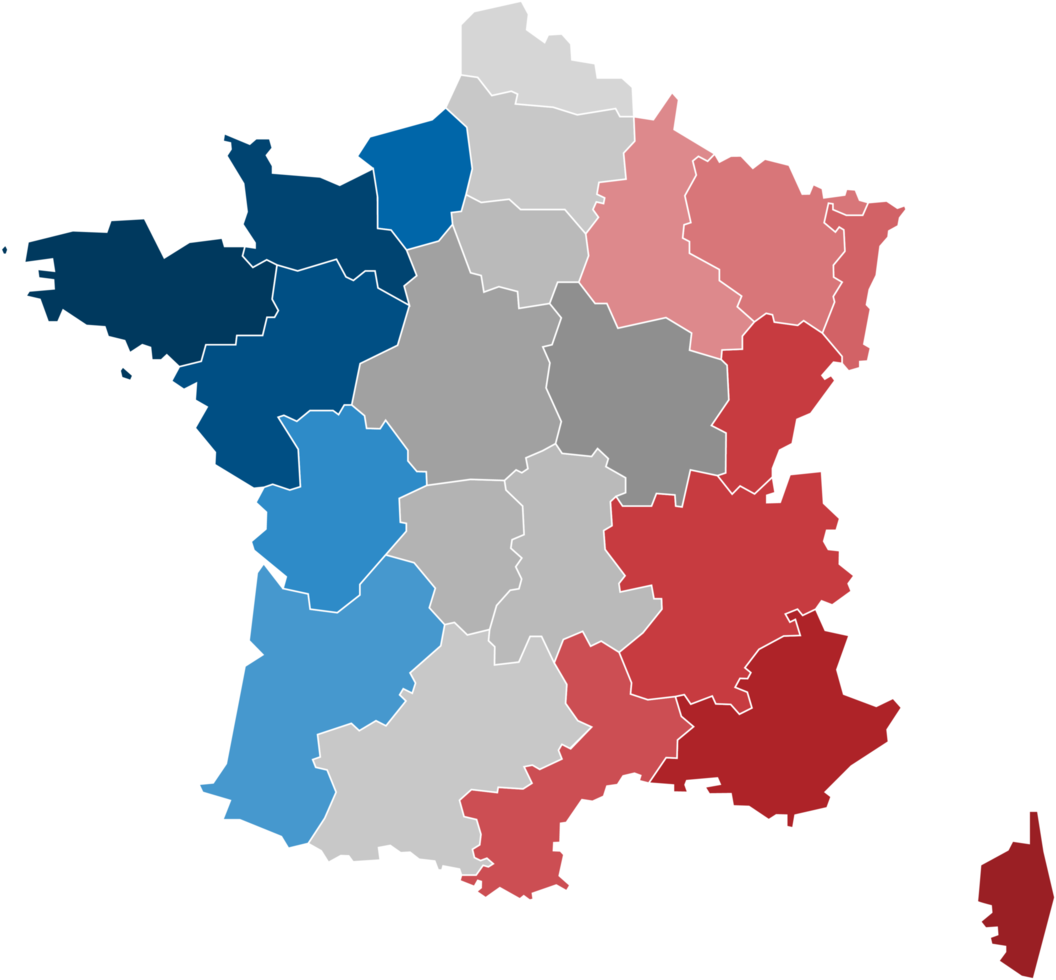 mapa político de francia dividido por estado png