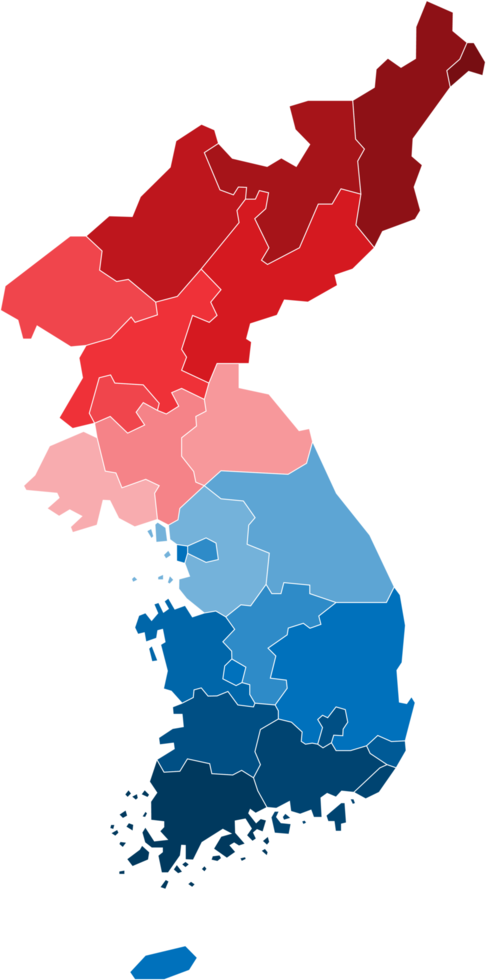 carte politique de la corée divisée par état png