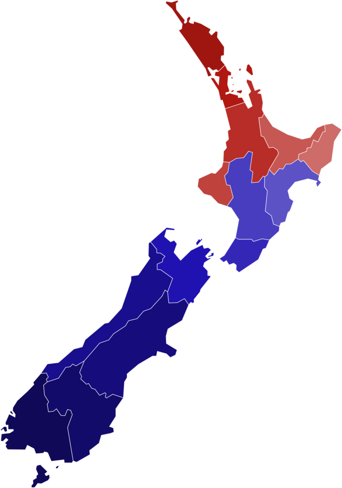 New Zealand political map divide by state png