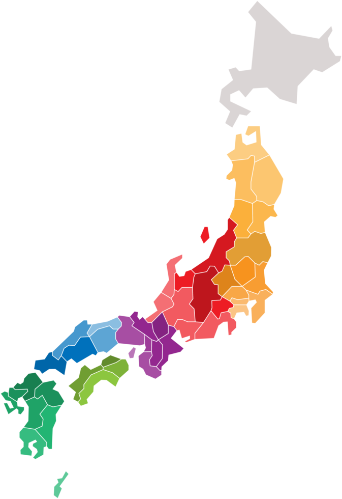 Japan political map divide by state png