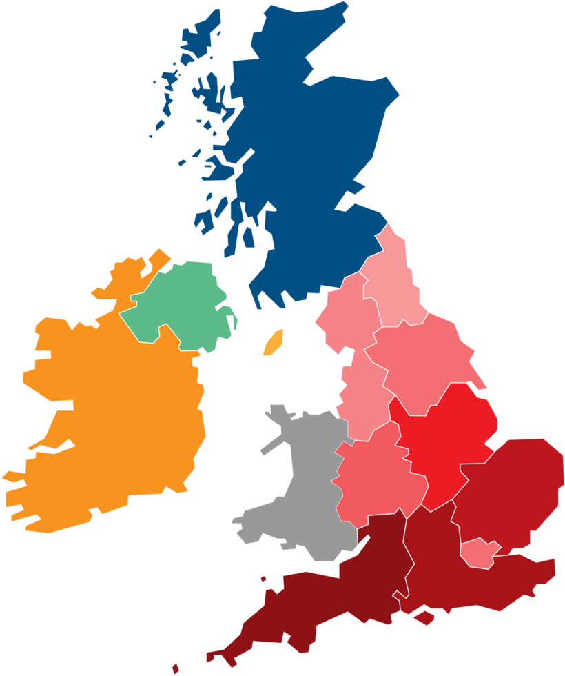 England political map divide by state png