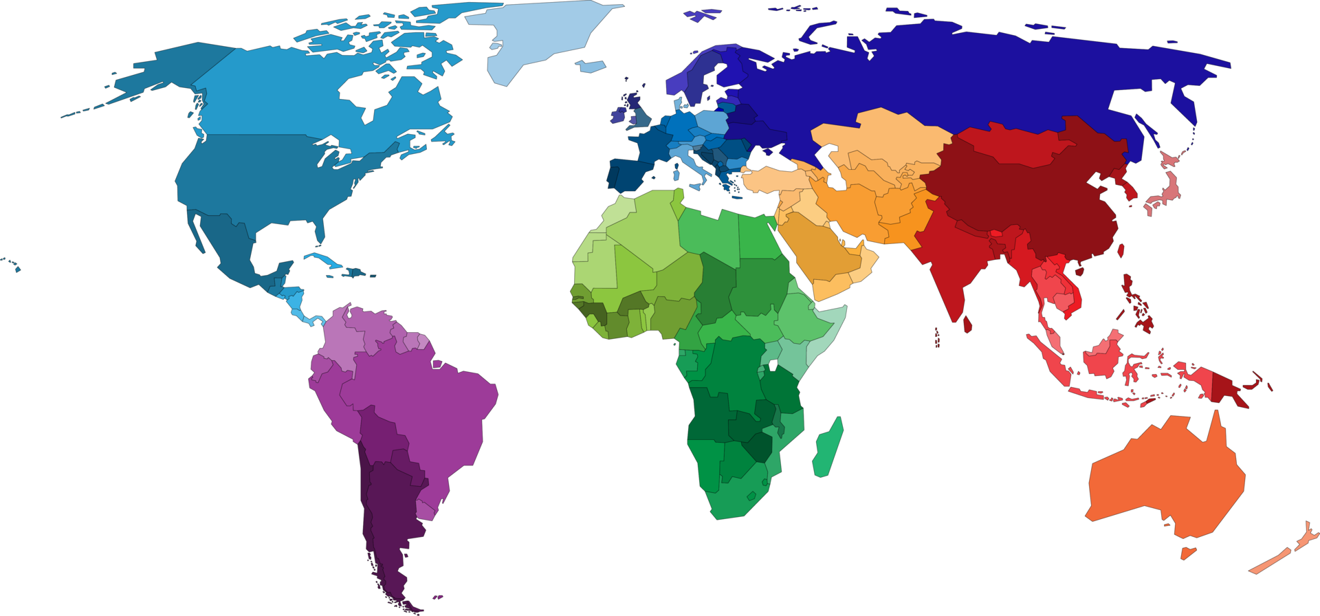 wereld kaart compleet met allemaal landen png