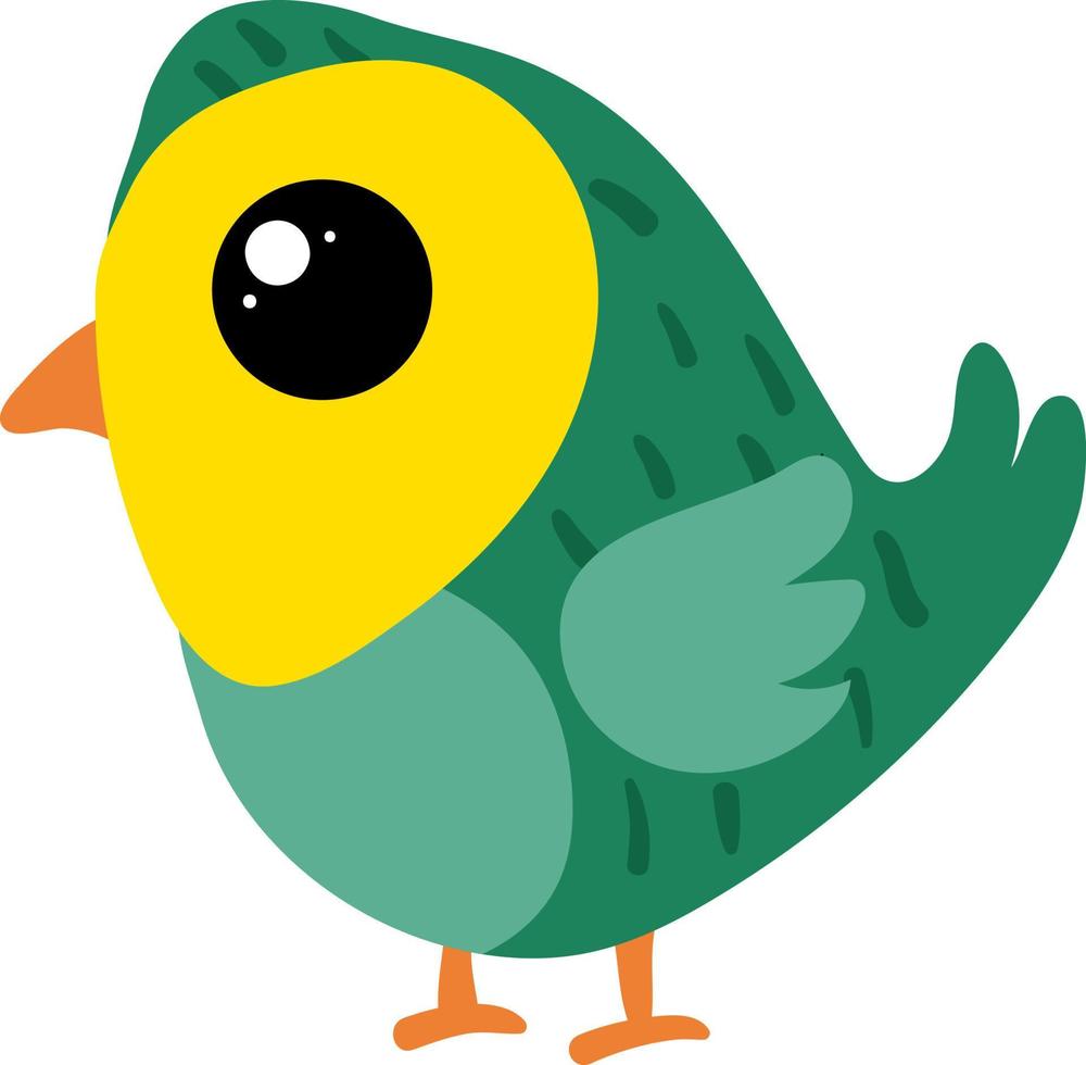 Little green bird, illustration, vector on white background.