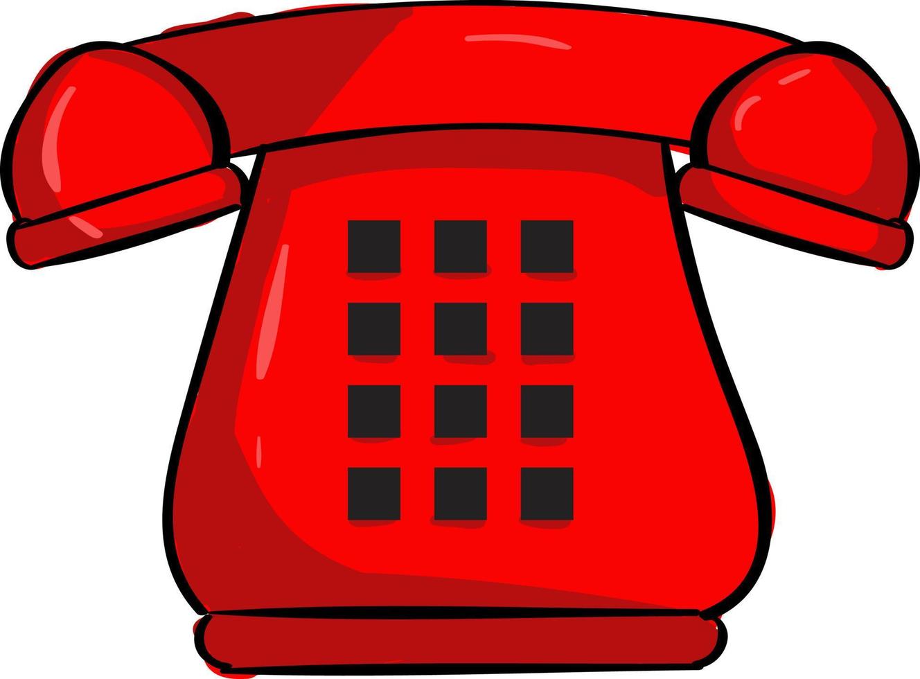 Retro red telephone, illustration, vector on white background.