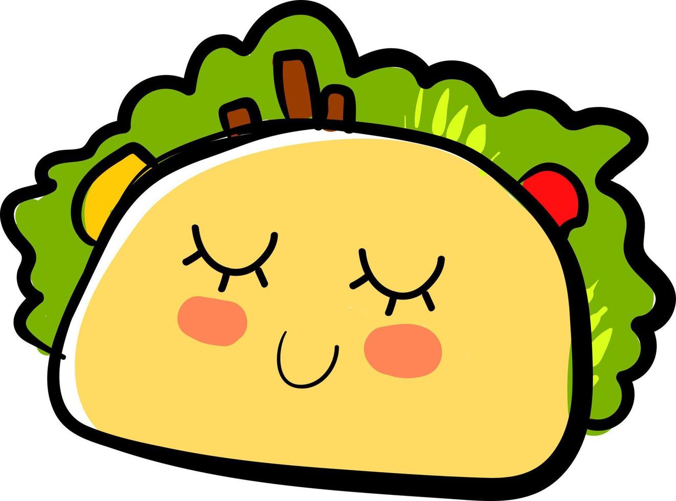 Sleeping taco, illustration, vector on white background.