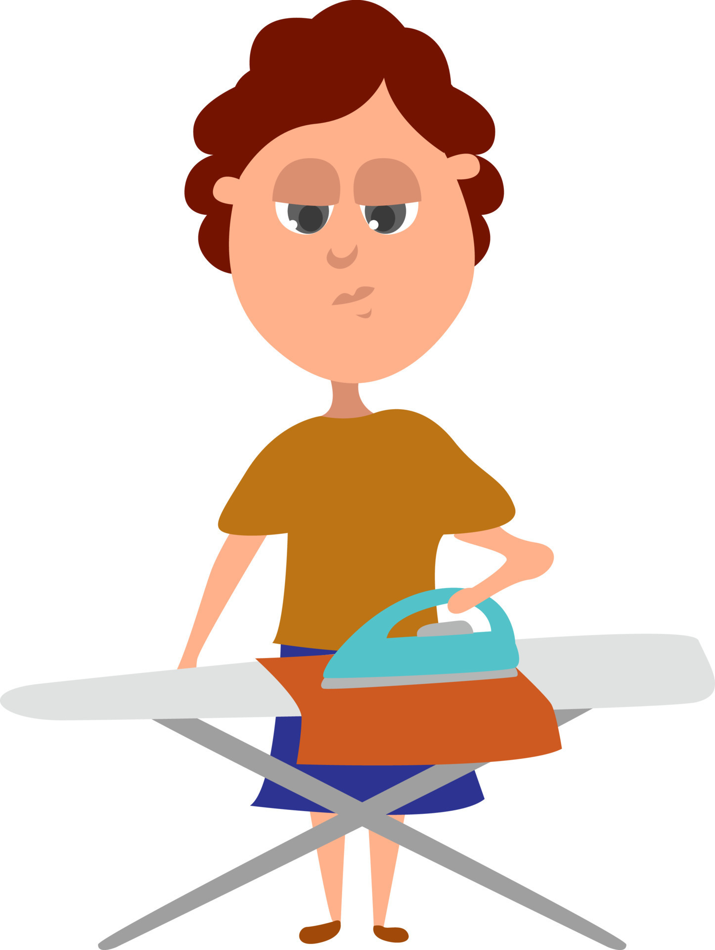 Woman ironing clothes , illustration, vector on white background