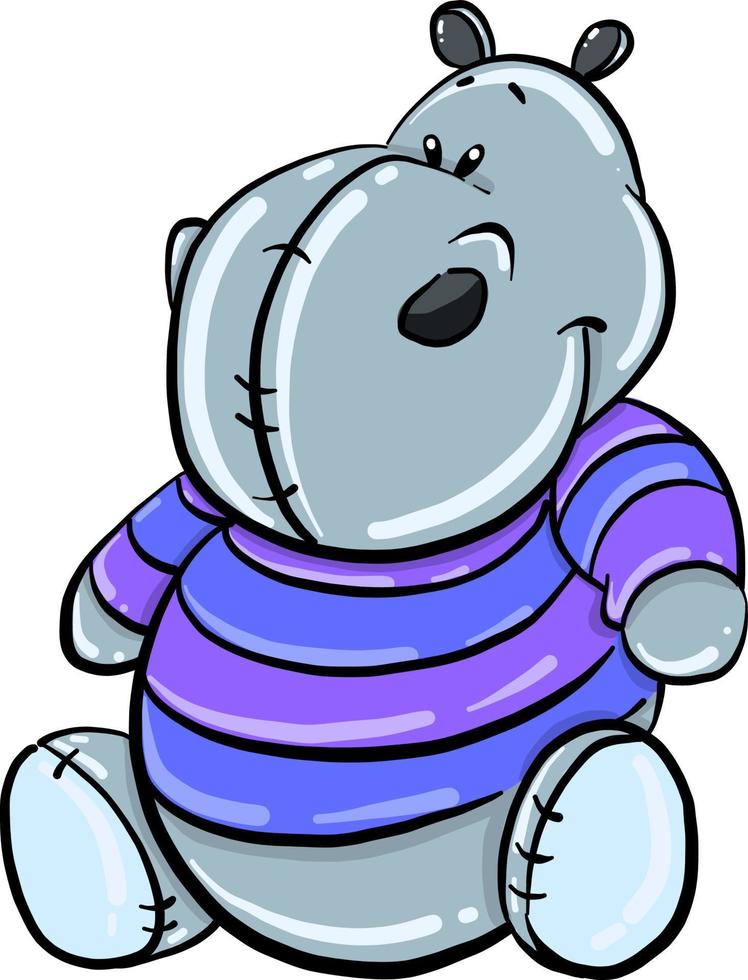 Hippo with sweater , illustration, vector on white background