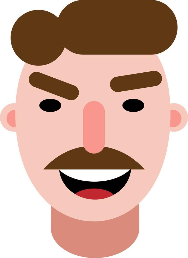 Man with moustache, illustration, vector on a white background.
