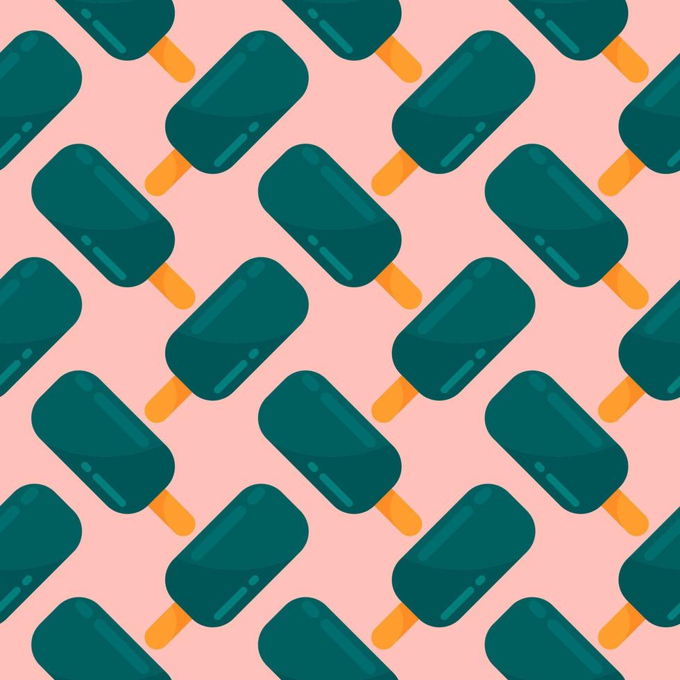 Ice cream on a stick, seamless pattern on pink background. vector