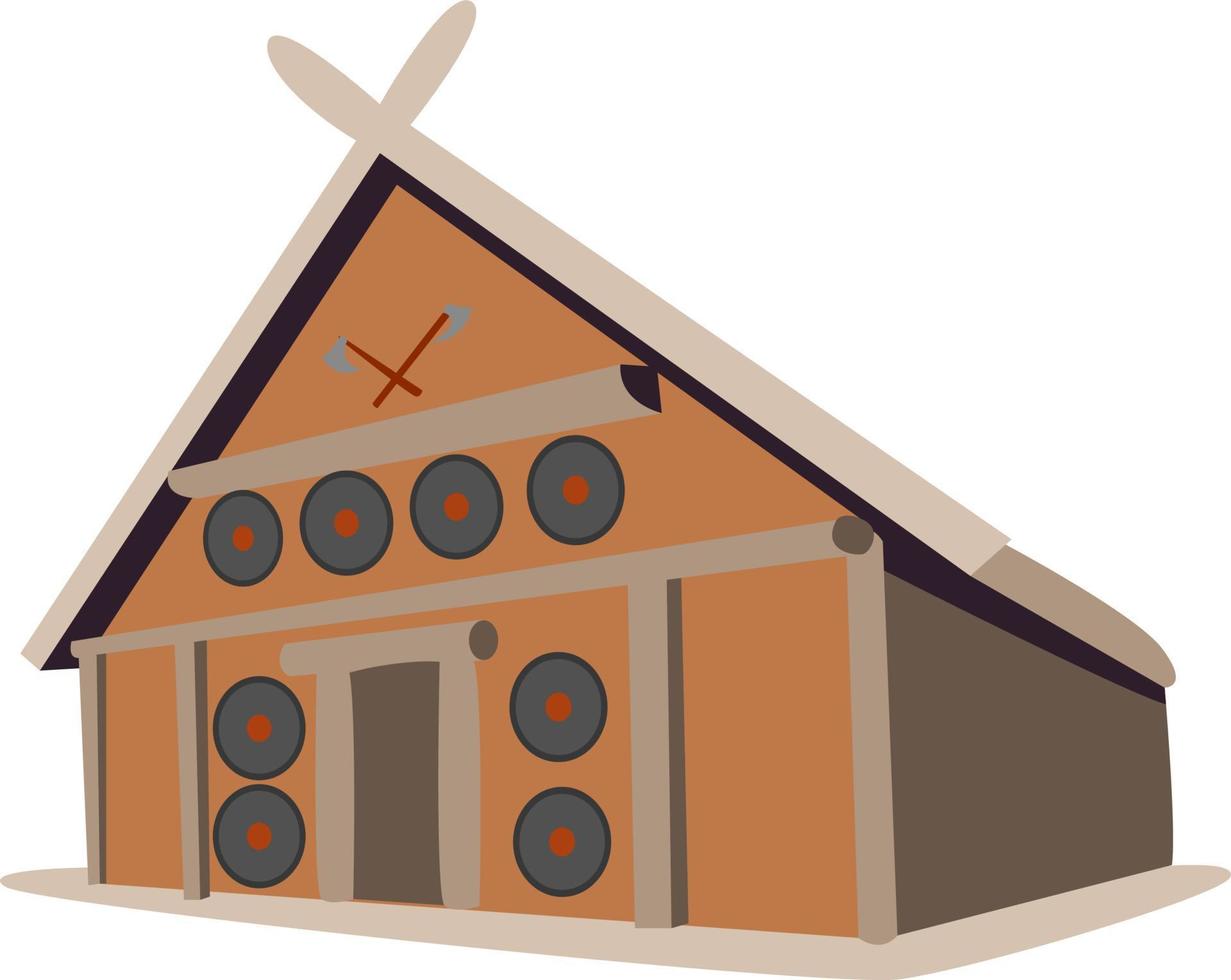 Viking house, illustration, vector on white background