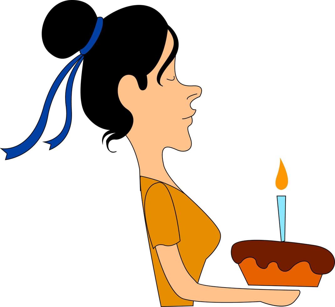 Woman holding cake, illustration, vector on white background.