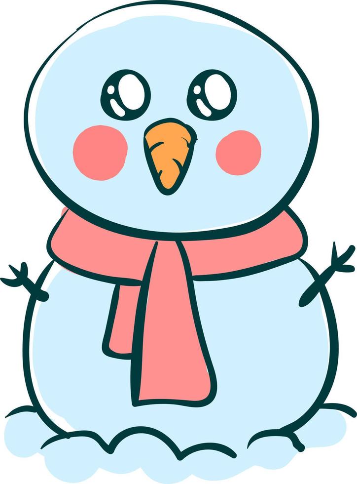 Cute snowman, illustration, vector on white background.