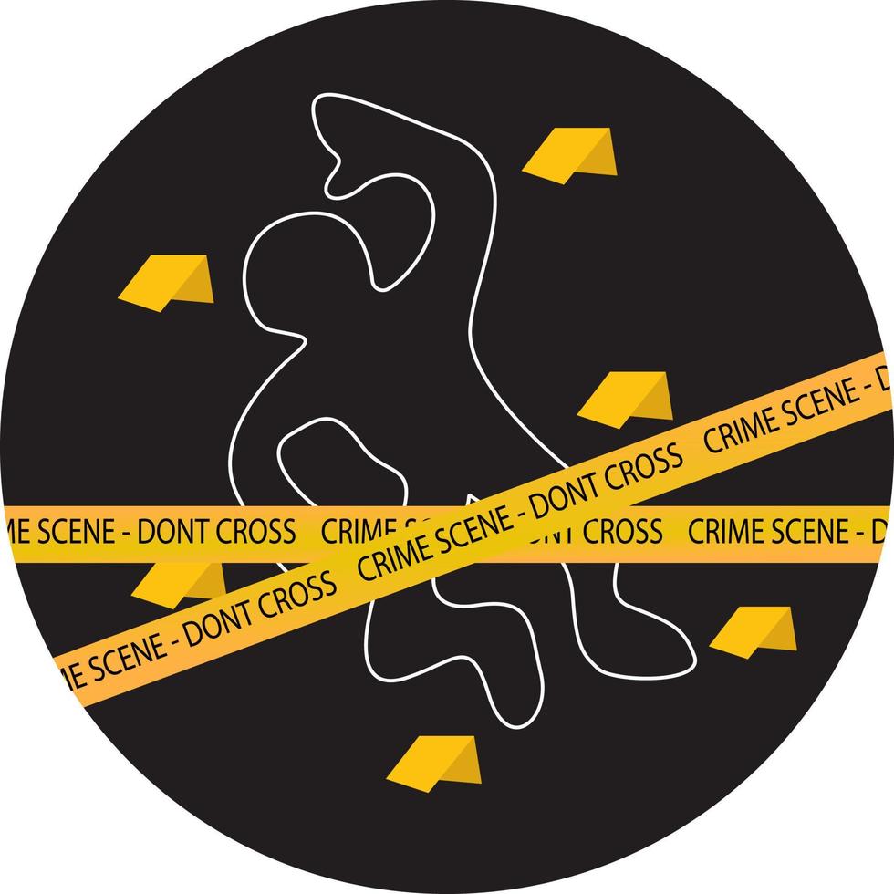 Crime scene ,illustration, vector on white background.