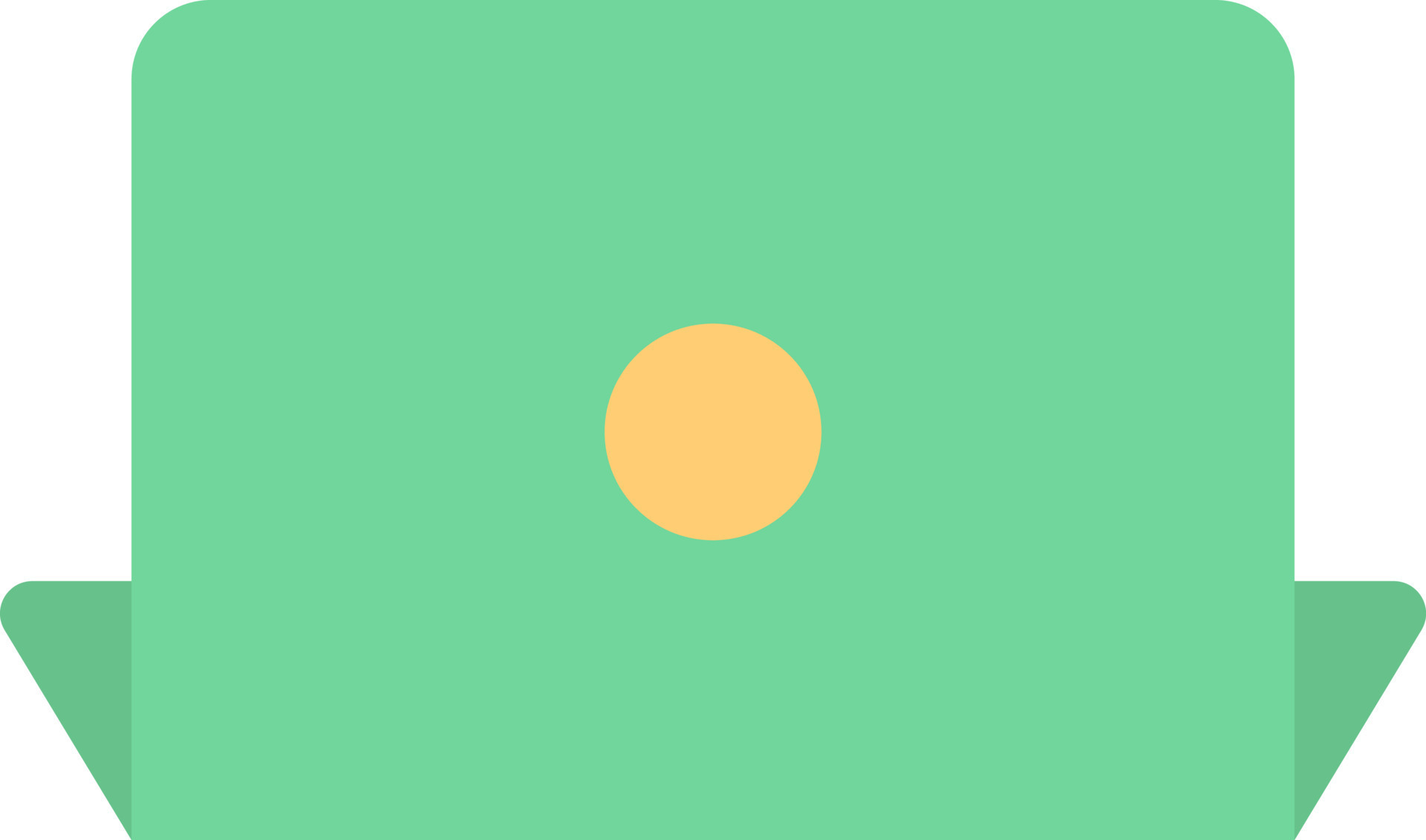 Green laptop, illustration, on a white background. 13893925 Vector Art