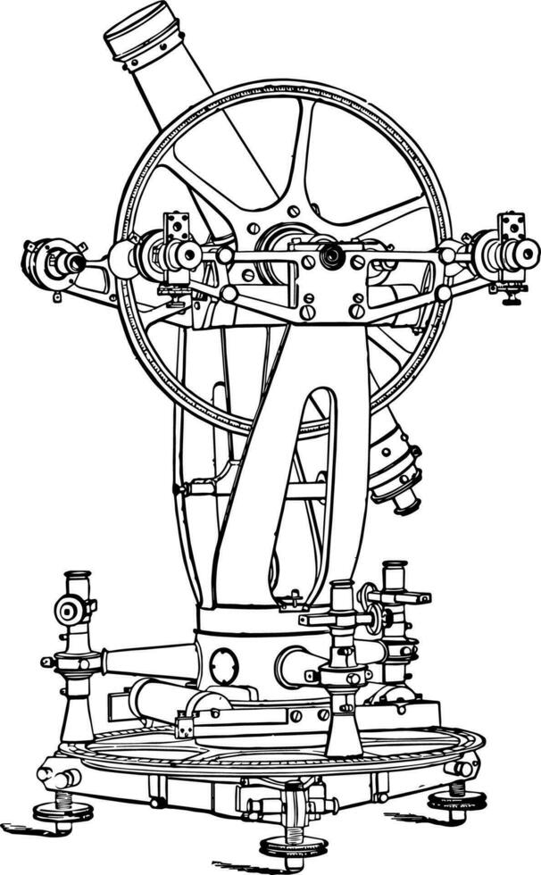 Altazimuth Theodolite vintage illustration. vector