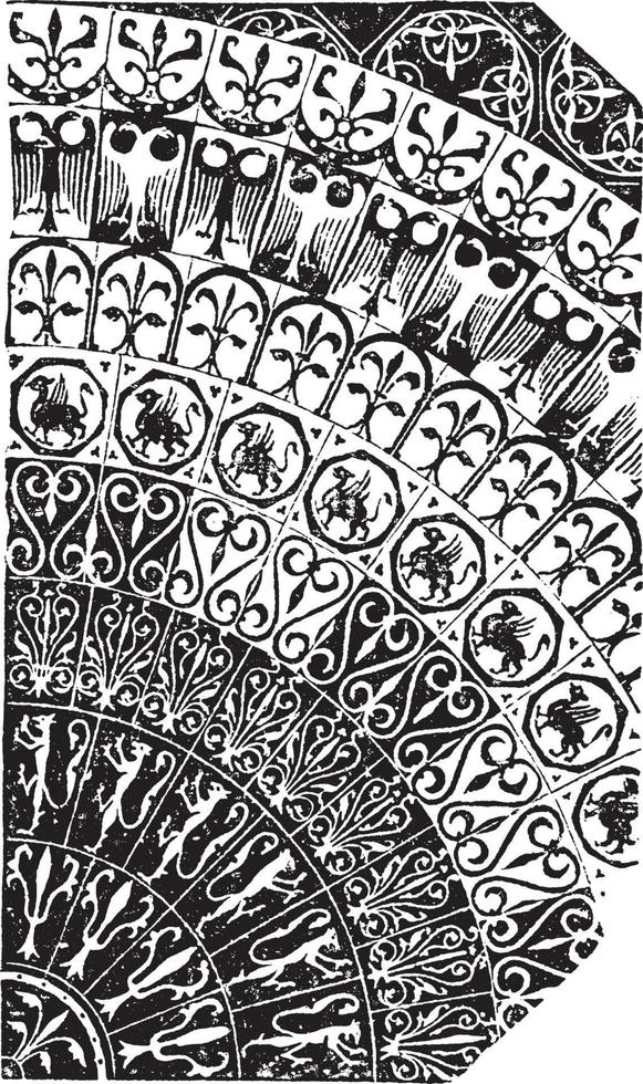 Encaustic Tile, different colors of clay,  vintage engraving. vector