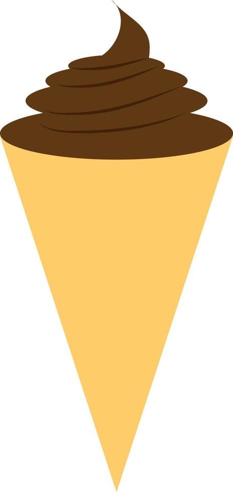 helado de chocolate en cono, ilustración, vector, sobre un fondo blanco. vector