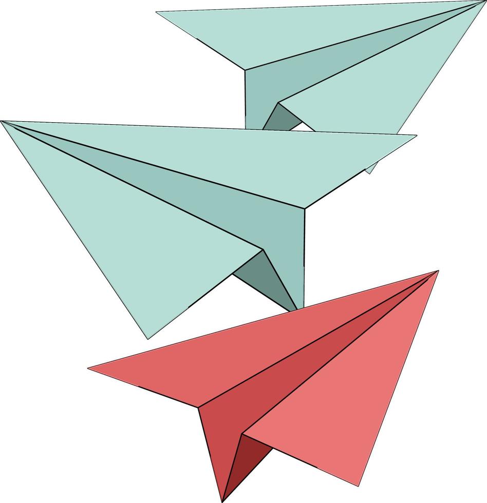 avión de papel, ilustración, vector sobre fondo blanco