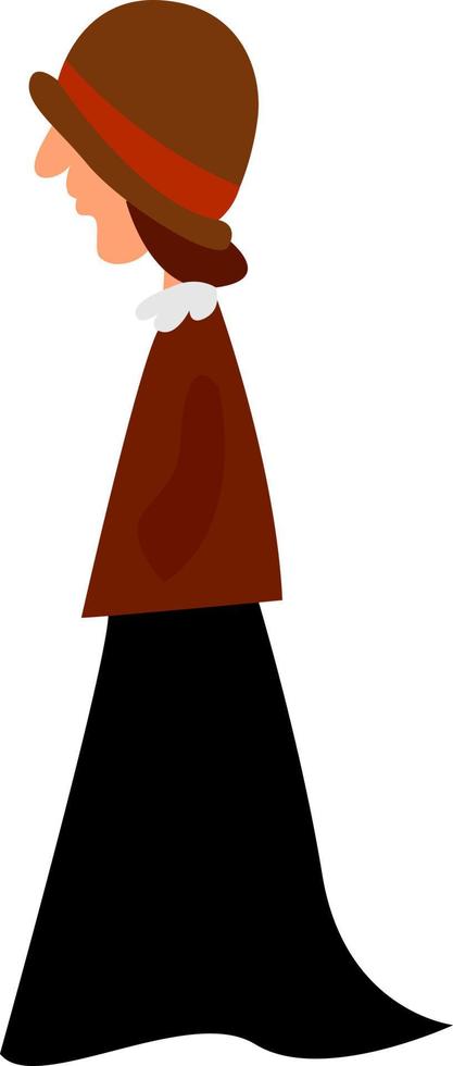 Woman in black skirt, illustration, vector on white background.