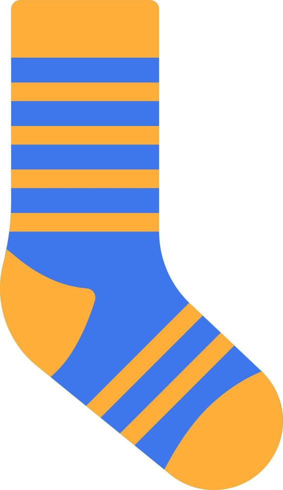 Dark blue socks with orange stripes, illustration, vector on a white background.