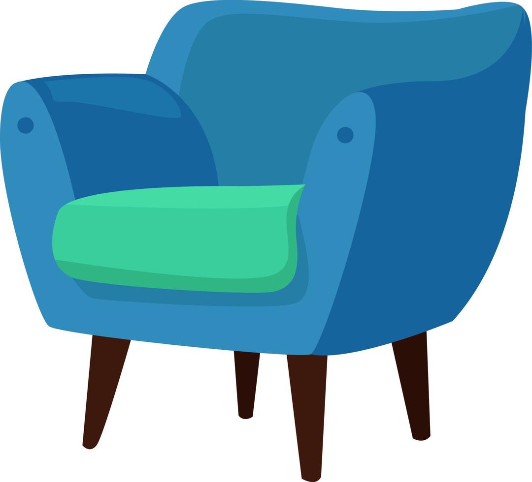 Blue armchair, illustration, vector on white background