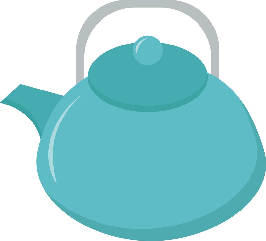 Blue teapot, illustration, vector on white background.