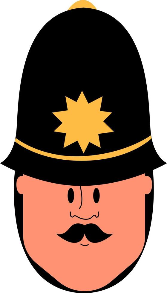 British policeman, illustration, vector on white background.