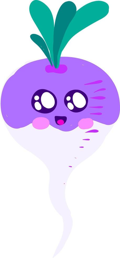 Happy cute turnip, illustration, vector on white background.