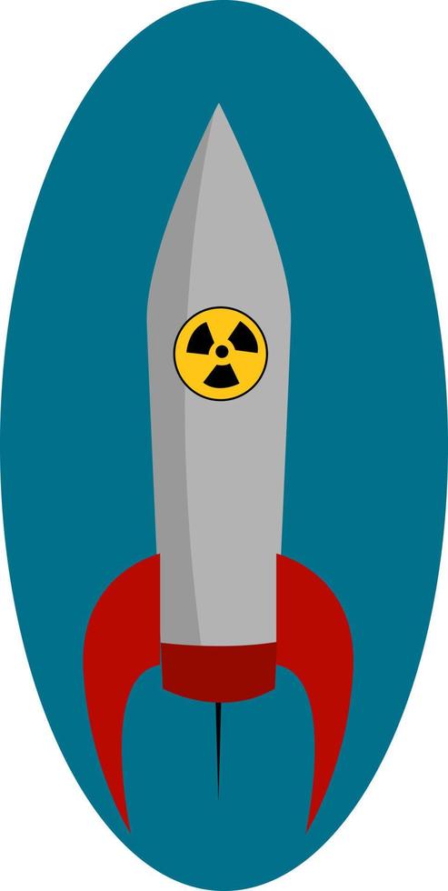 Big nuclear rocket, illustration, vector on white background.