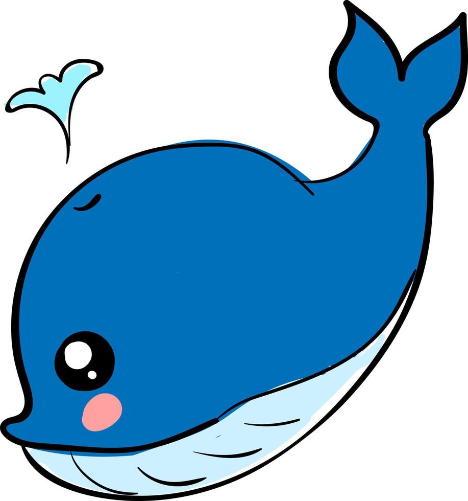 Cute little whale, illustration, vector on white background.