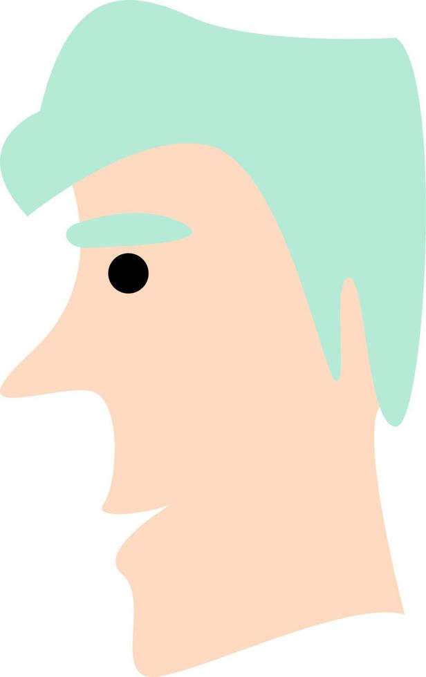 hombre con cabello verde neón, ilustración, vector, sobre un fondo blanco. vector