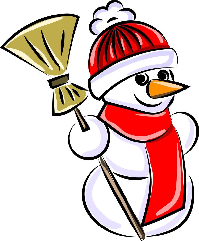 Cute snowman, illustration, vector on white background.