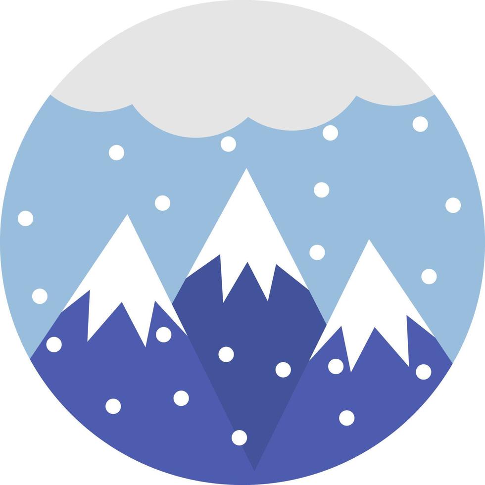 Snowy winter day in the mountains, illustration, vector on white background.