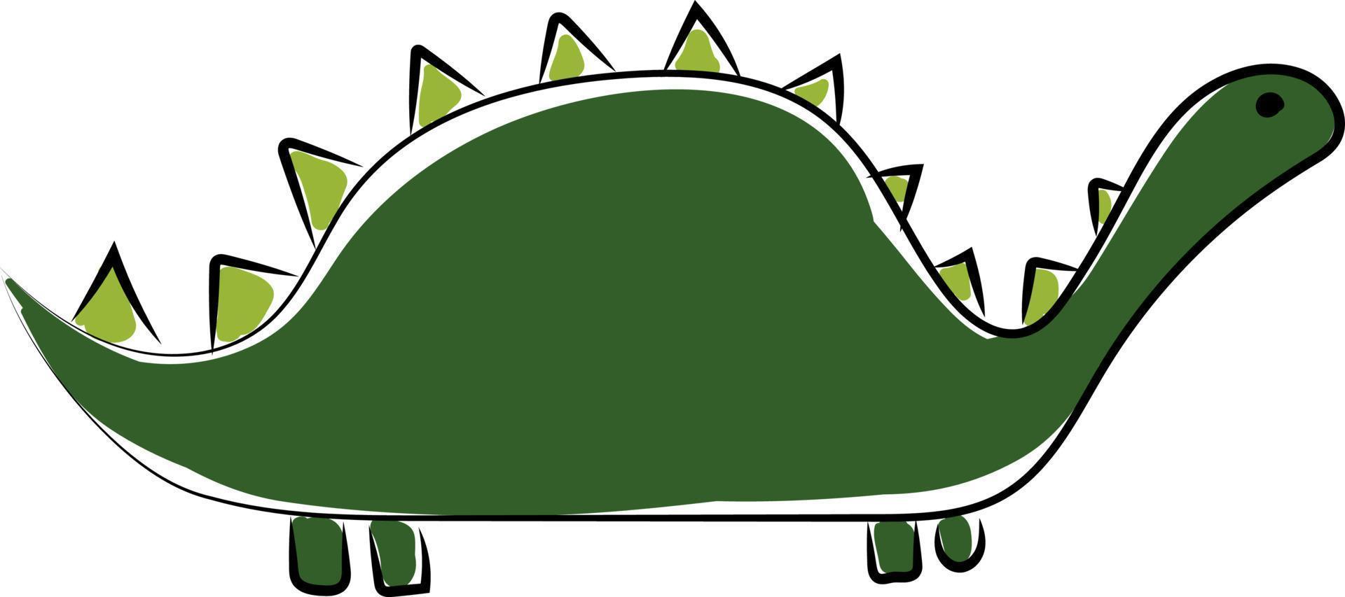 Big green dinosaur, illustration, vector on white background.