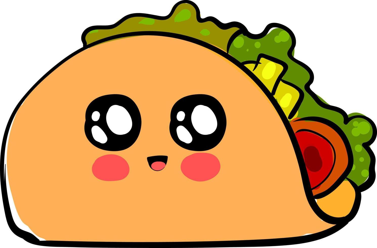 Cute taco, illustration, vector on white background.