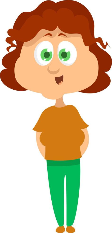 Girl with green eyes, illustration, vector on white background