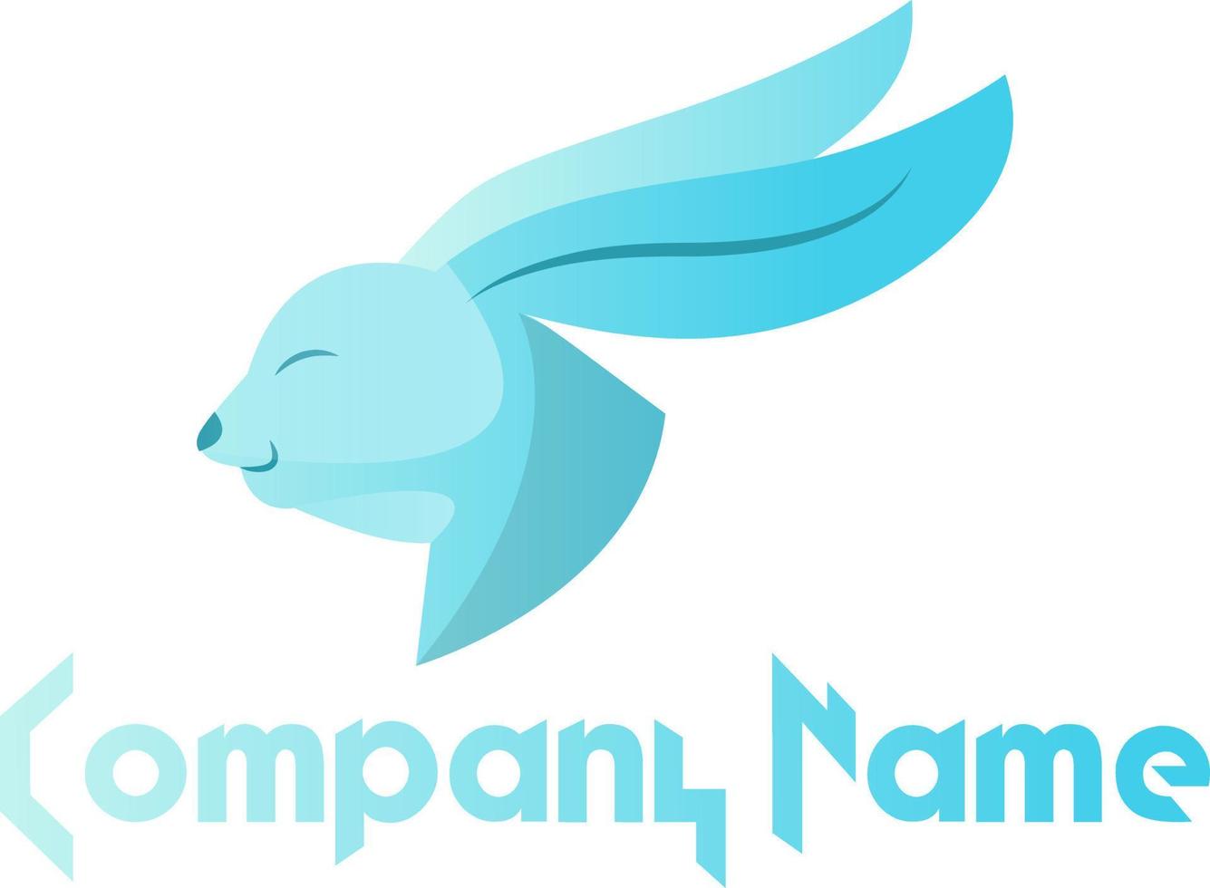 Light blue rabbit head vector logo illustration on a white background