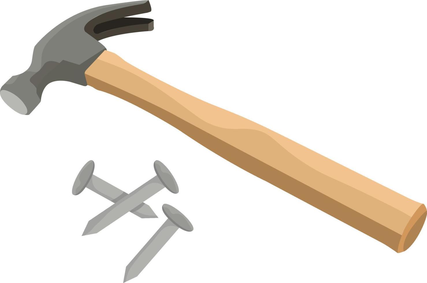 Hammer with nails, illustration, vector on white background