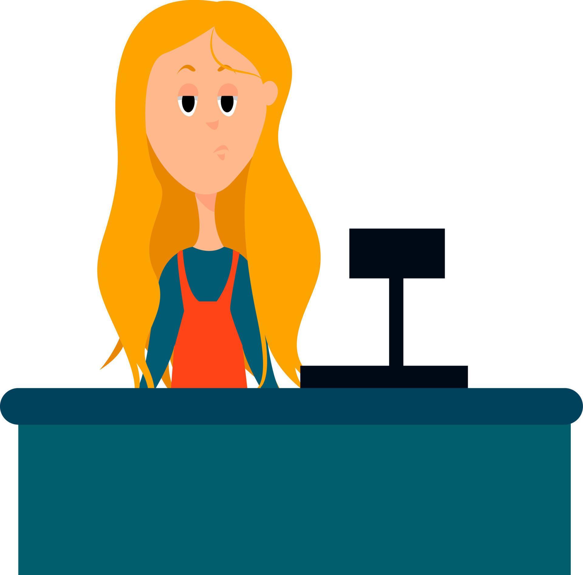 Cashier, illustration, vector on white background. 13894392 Vector Art at Vecteezy