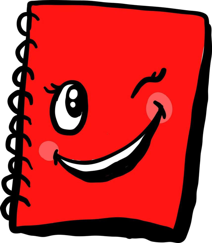 Red notebook, illustration, vector on white background.