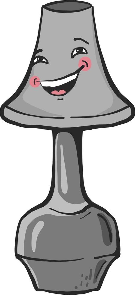lámpara gris feliz, ilustración, vector sobre fondo blanco