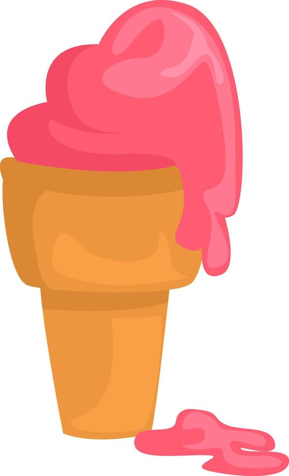 Melting ice cream, illustration, vector on white background