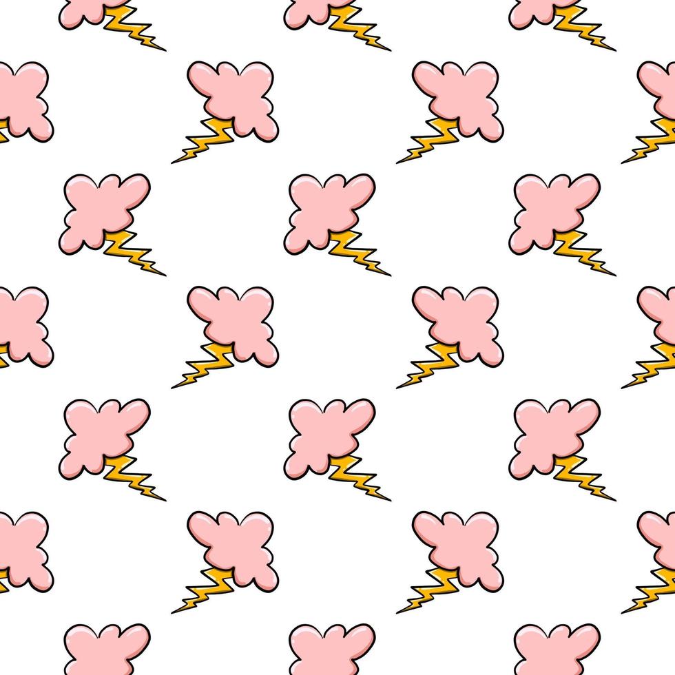 Pink storm cloud ,seamless pattern on white background. vector