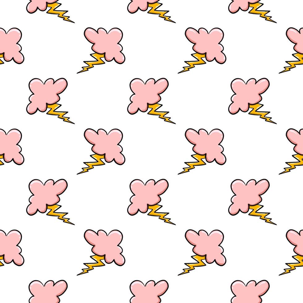 Pink storm cloud ,seamless pattern on white background. vector